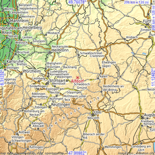 Topographic map of Alfdorf