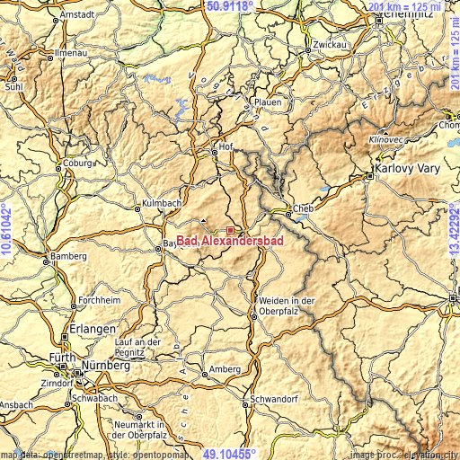 Topographic map of Bad Alexandersbad