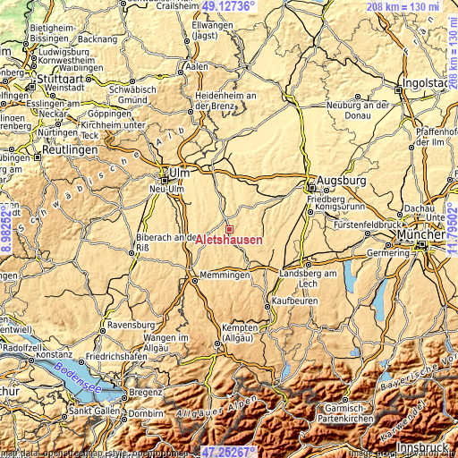 Topographic map of Aletshausen