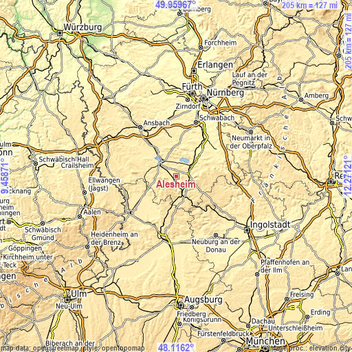 Topographic map of Alesheim