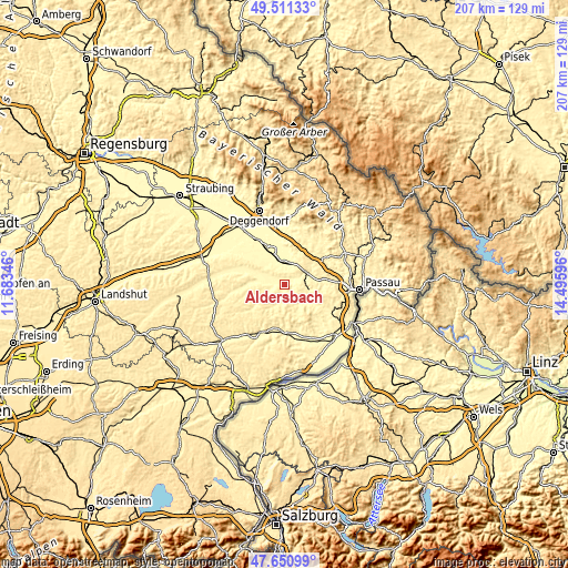 Topographic map of Aldersbach