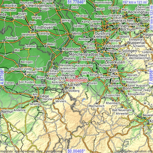 Topographic map of Aldenhoven