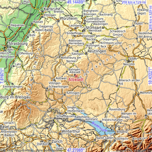 Topographic map of Albstadt