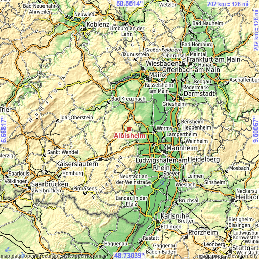 Topographic map of Albisheim