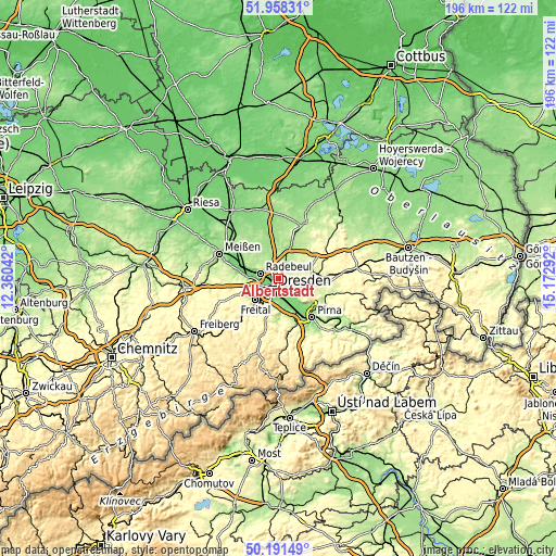 Topographic map of Albertstadt