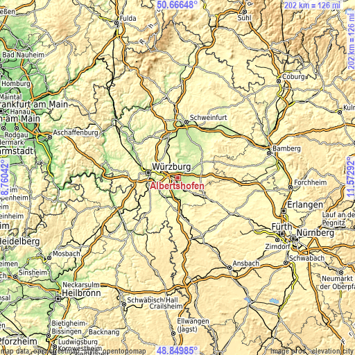 Topographic map of Albertshofen