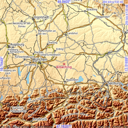 Topographic map of Albaching