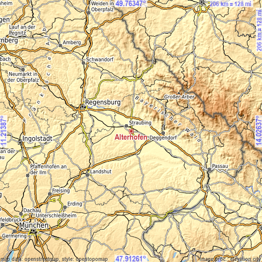 Topographic map of Alterhofen