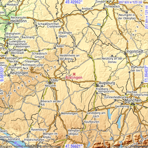 Topographic map of Aislingen