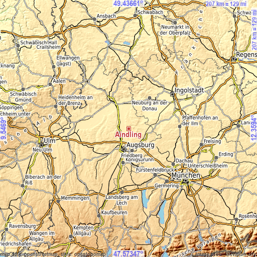 Topographic map of Aindling