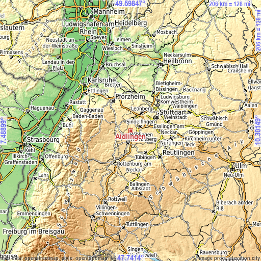 Topographic map of Aidlingen