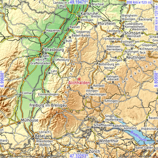 Topographic map of Aichhalden