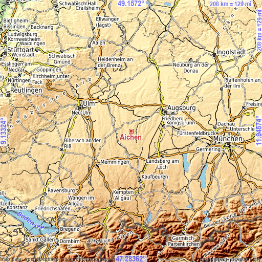 Topographic map of Aichen