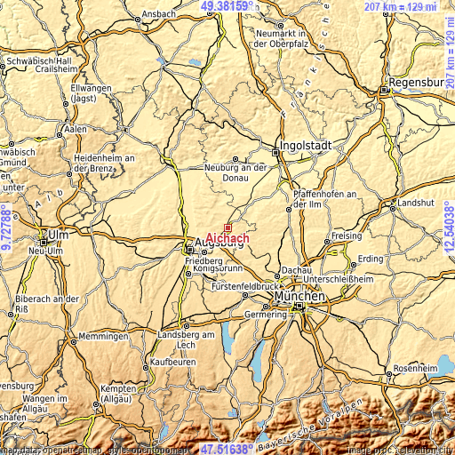 Topographic map of Aichach