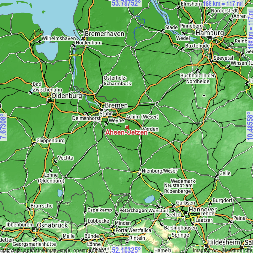 Topographic map of Ahsen-Oetzen