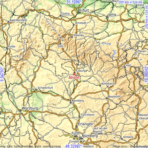 Topographic map of Ahorn