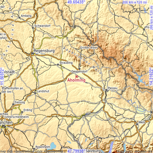 Topographic map of Aholming