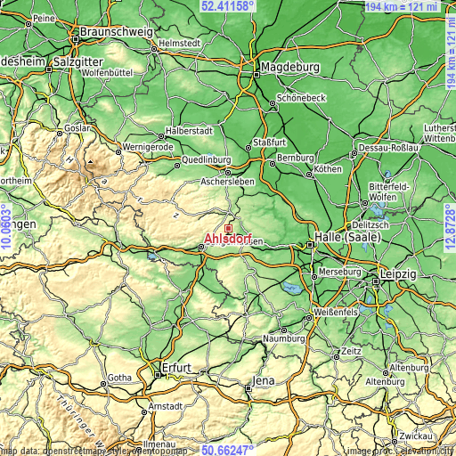 Topographic map of Ahlsdorf