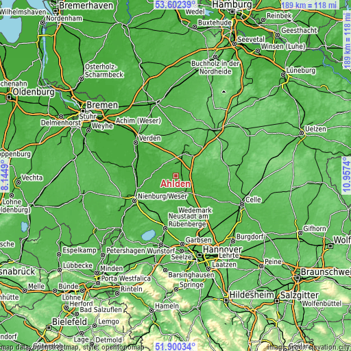 Topographic map of Ahlden