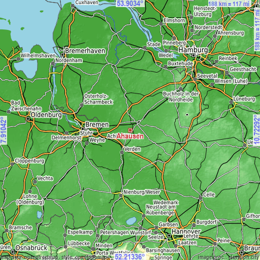 Topographic map of Ahausen