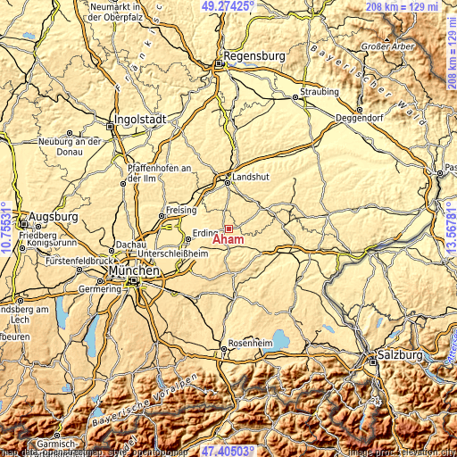 Topographic map of Aham