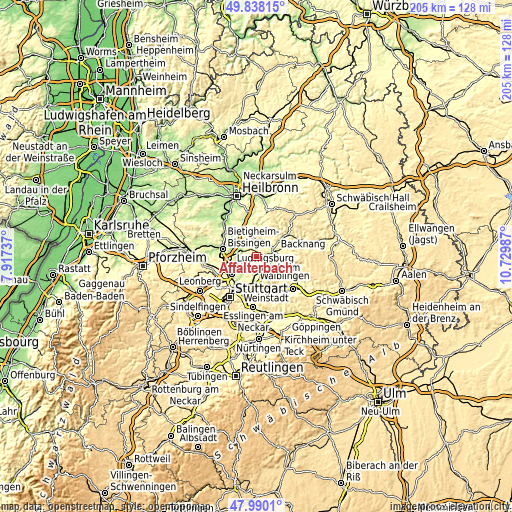 Topographic map of Affalterbach