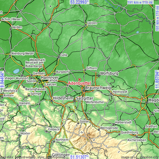 Topographic map of Adenbüttel