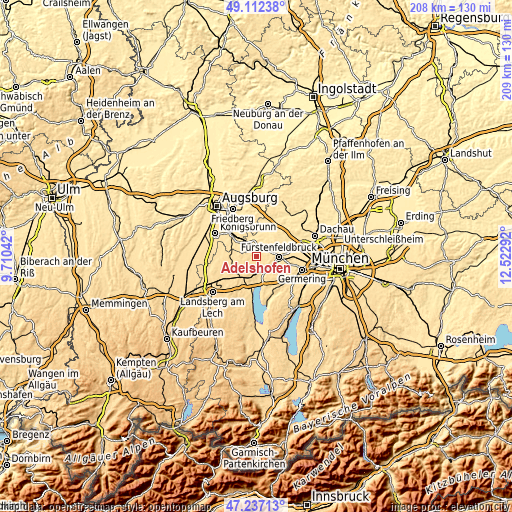 Topographic map of Adelshofen