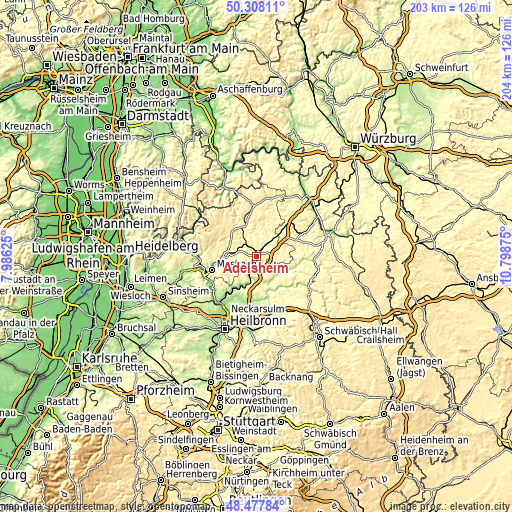 Topographic map of Adelsheim