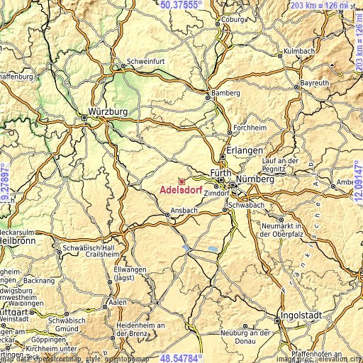 Topographic map of Adelsdorf