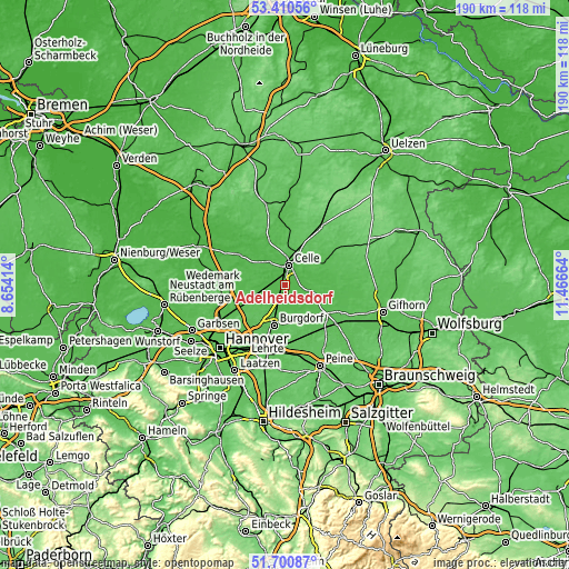 Topographic map of Adelheidsdorf