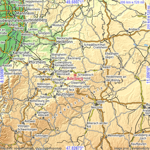 Topographic map of Adelberg