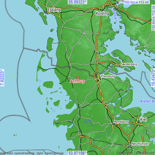 Topographic map of Achtrup