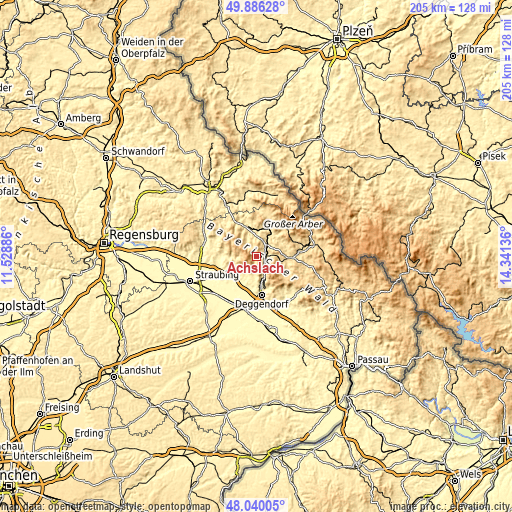 Topographic map of Achslach