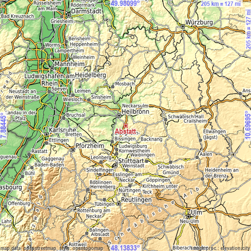 Topographic map of Abstatt