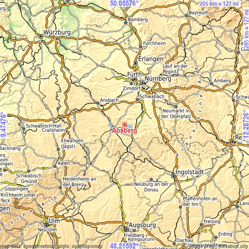 Topographic map of Absberg