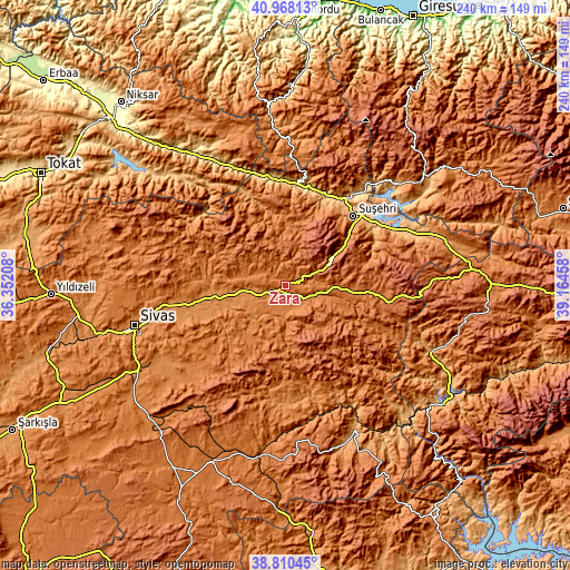 Topographic map of Zara