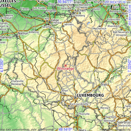 Topographic map of Wincrange