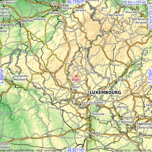 Topographic map of Wahl