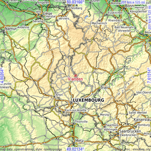 Topographic map of Vianden