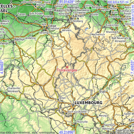Topographic map of Troisvierges