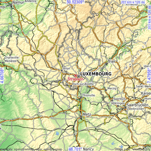 Topographic map of Strassen