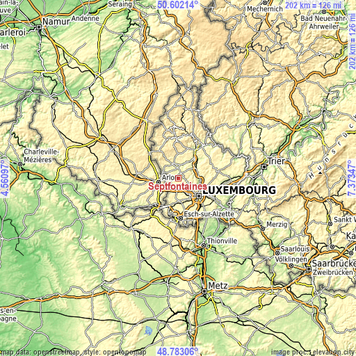 Topographic map of Septfontaines