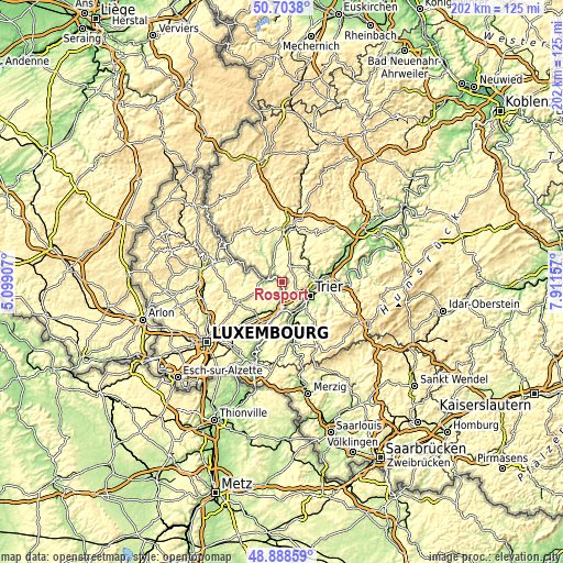 Topographic map of Rosport
