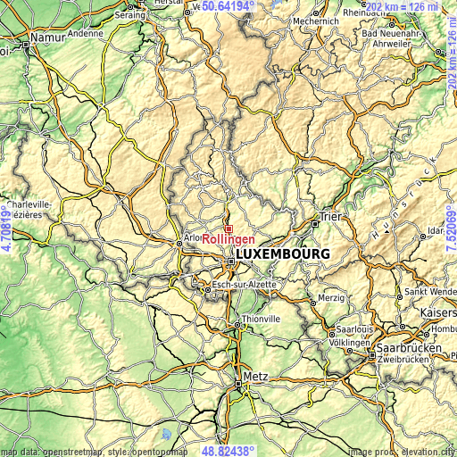 Topographic map of Rollingen