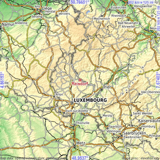 Topographic map of Reisdorf