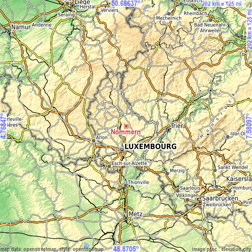 Topographic map of Nommern