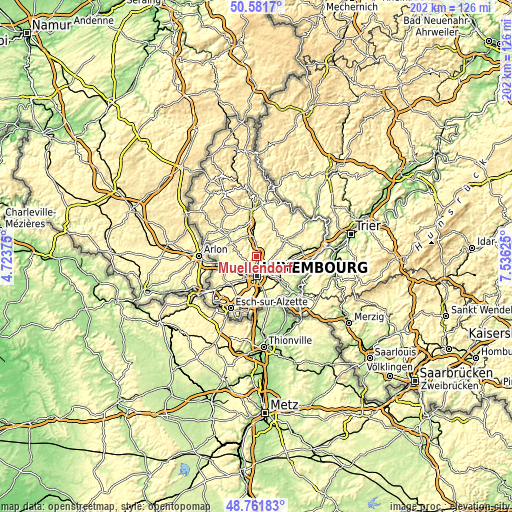 Topographic map of Müllendorf