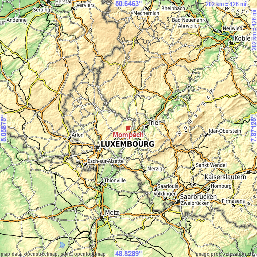 Topographic map of Mompach