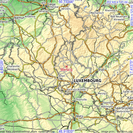 Topographic map of Mertzig